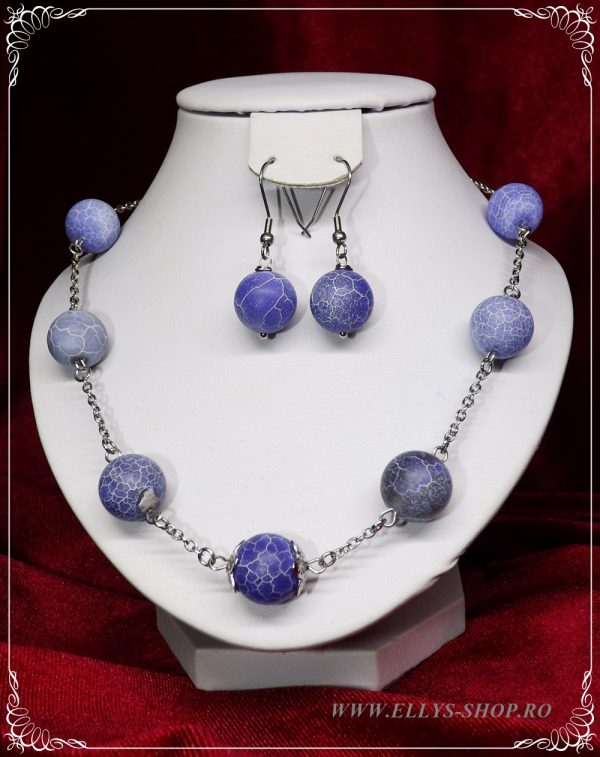 Set bijuterii agate albastre