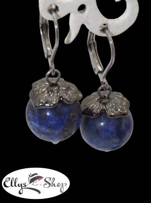 Cercei handmade leverback inox si pietre semipretioase lapis lazuli