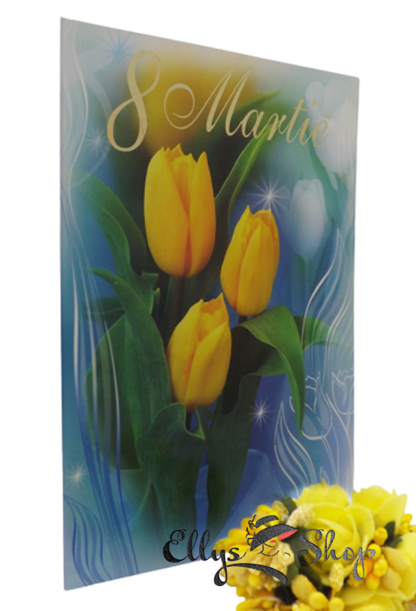 Felicitare cu plic model floral - lalele galbene 5058