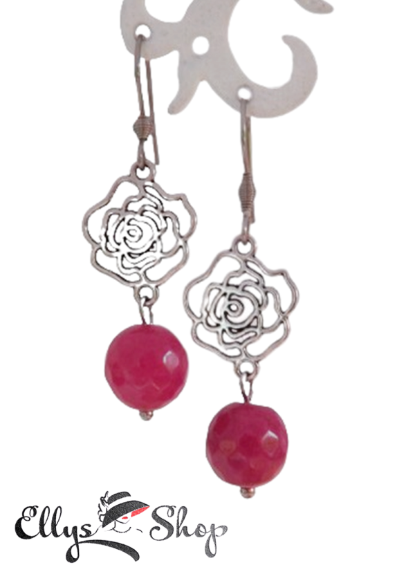 Cercei handmade jad roz accesorii trandafir